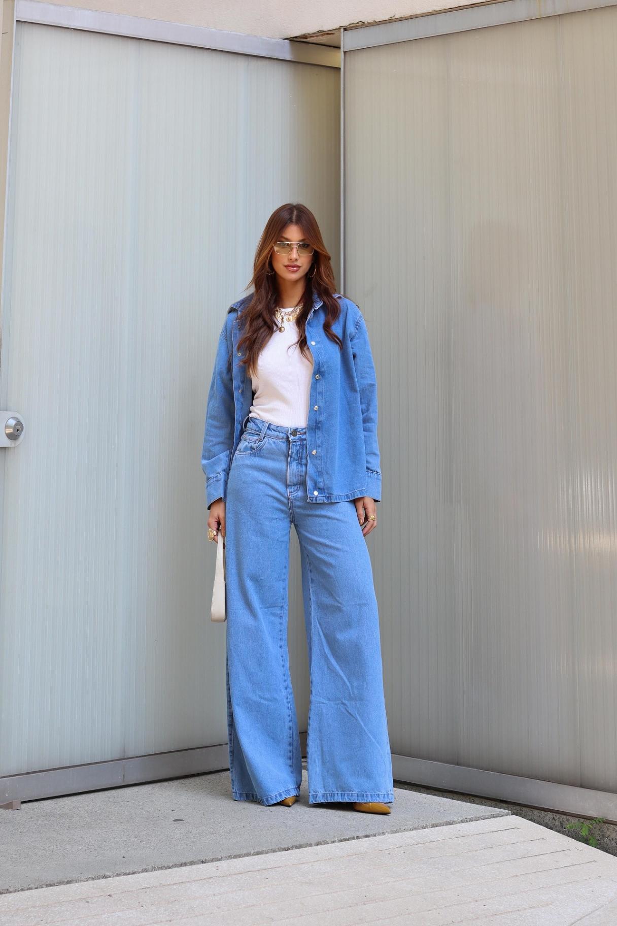 Calça Jeans Pantalona